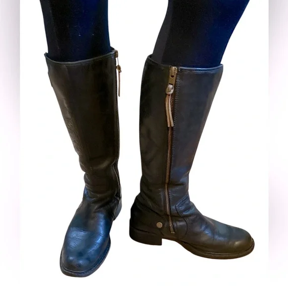 Timberland Black Leather Riding/Biker Boots Knee High Size 7.5 EUC - Picture 4 of 13